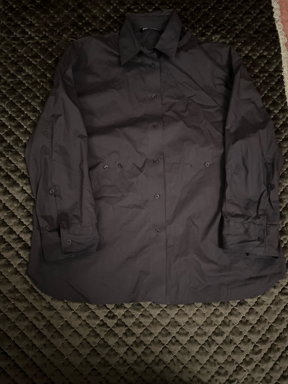 Zara Men's Black Lightweight Button-Front Shirt Jacket
